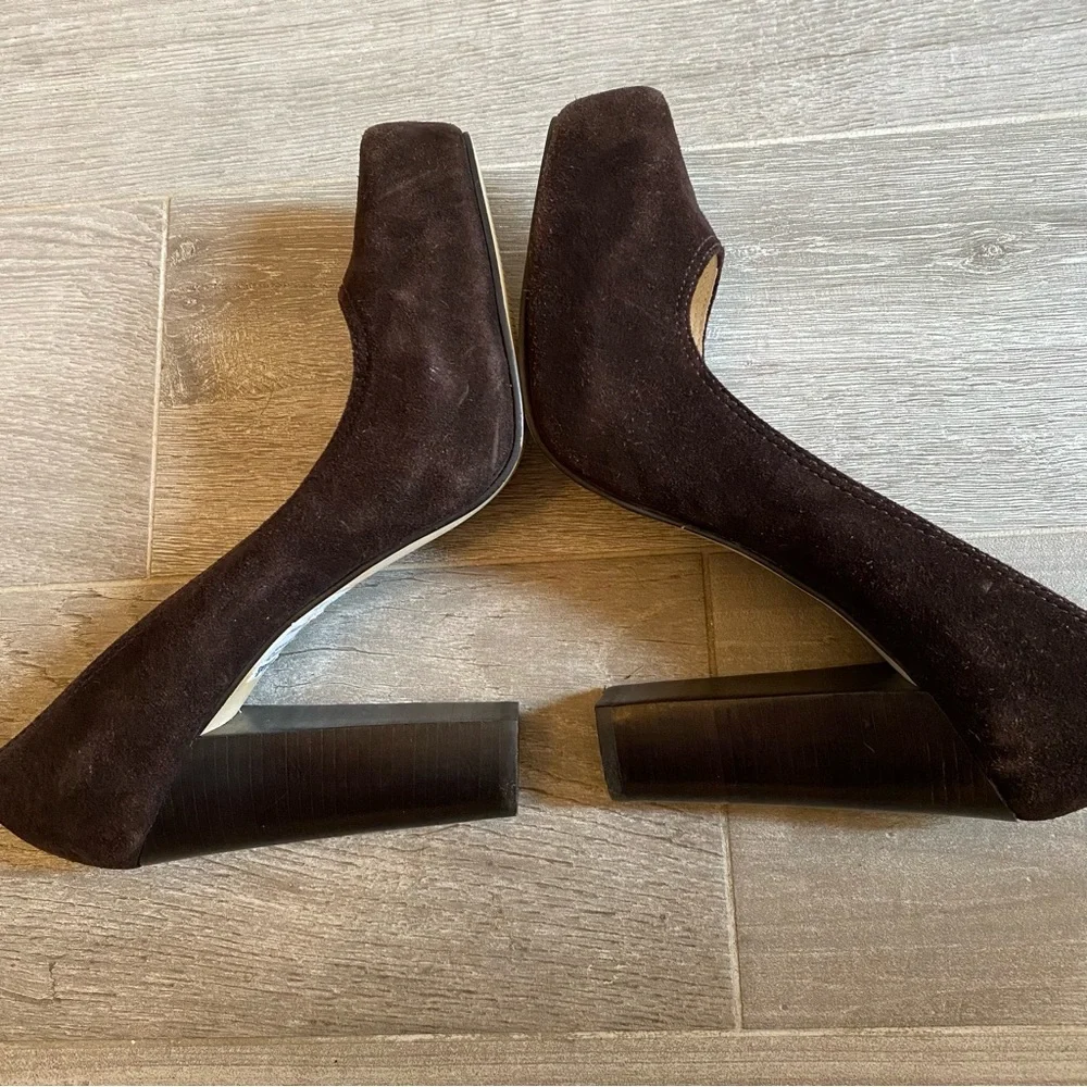 MICHAEL Michael Kors brown suede pumps with stacked heel